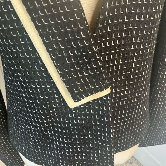 Vintage 80s Eric Sands Women’s Medium Black Tweed Hidden Button Blazer Jacket - Picture 3 of 11